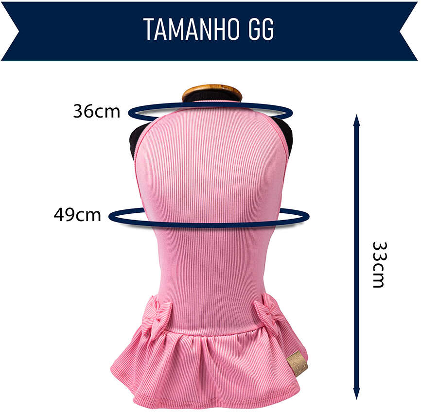 Vestido Fábrica Pet Canelado para Cães e Gatos Rosa - Tam. GG