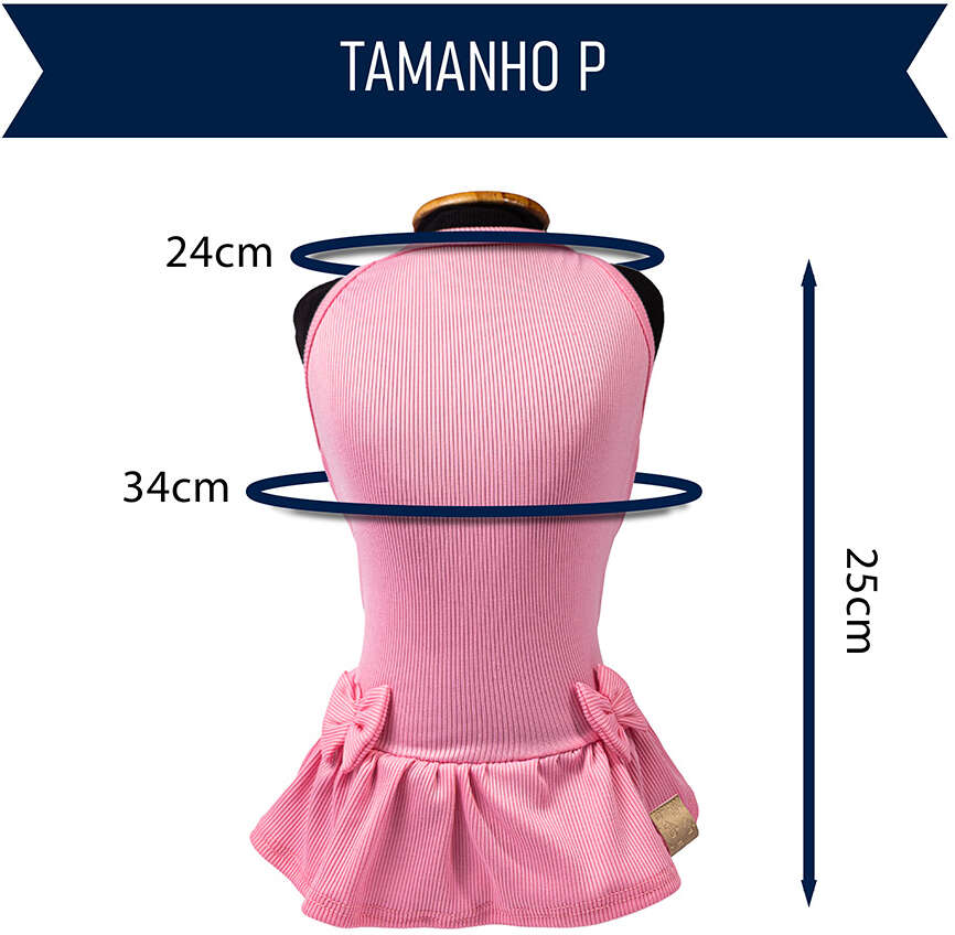 Vestido Fábrica Pet Canelado para Cães e Gatos Rosa - Tam. P
