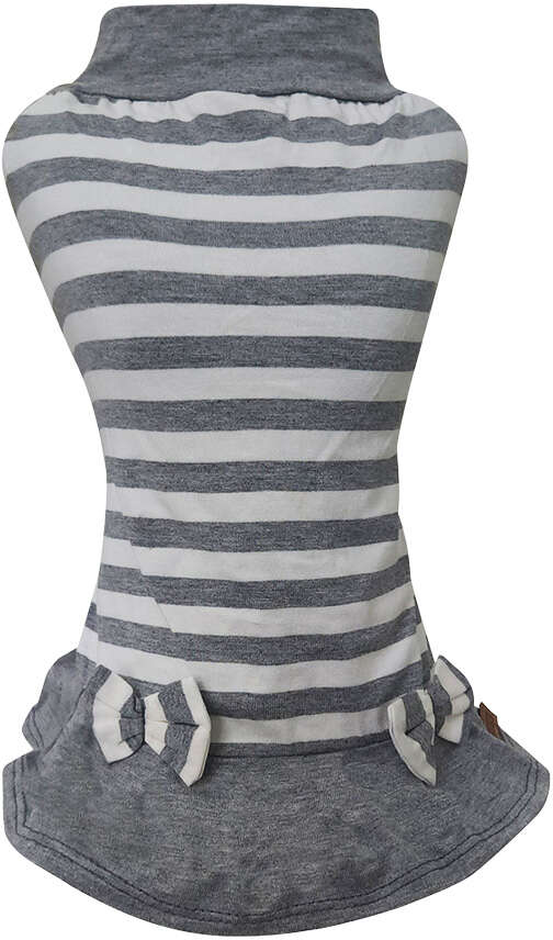 Vestido Fábrica Pet Listrado para Cães e Gatos Cinza - Tam. GG