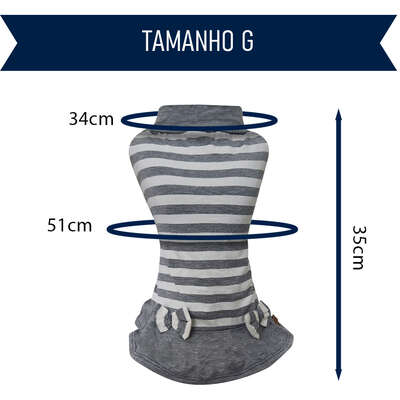 Vestido Fábrica Pet Listrado para Cães e Gatos Cinza”
