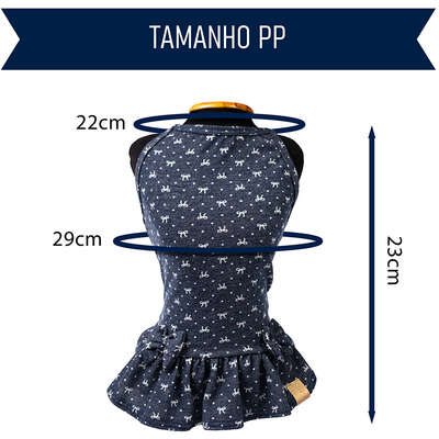 Vestido Fábrica Pet Laço para Cães e Gatos Azul