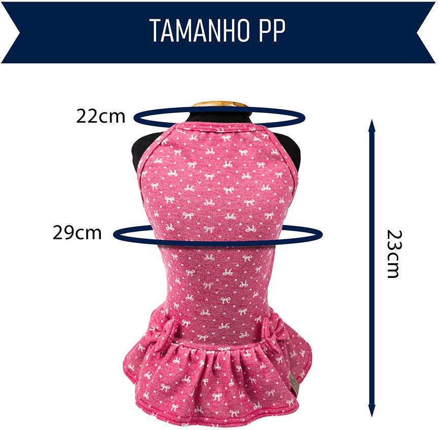 Vestido Fábrica Pet Laço para Cães e Gatos Rosa - Tam. PP