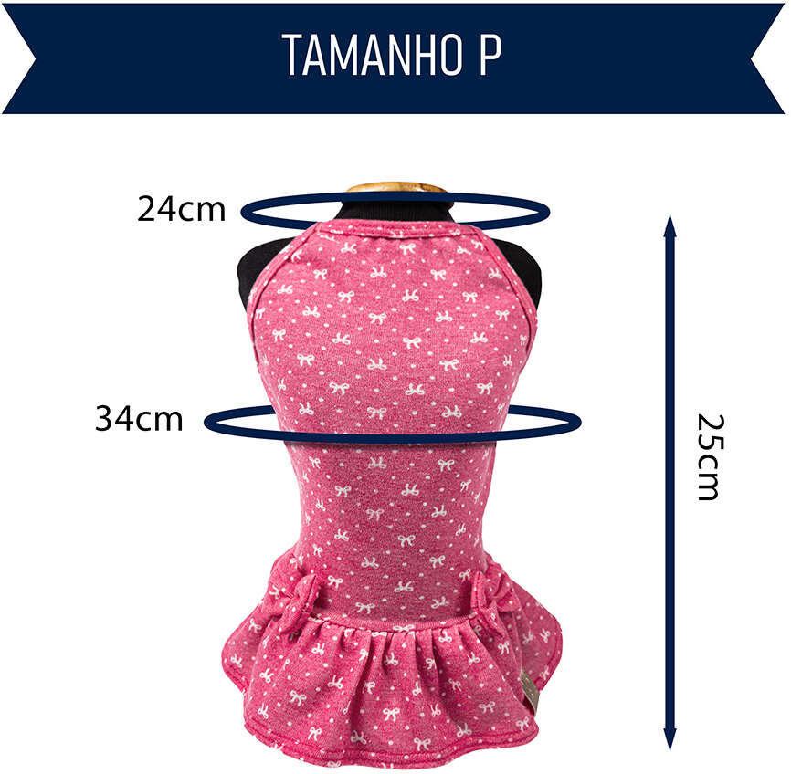 Vestido Fábrica Pet Laço para Cães e Gatos Rosa - Tam. P