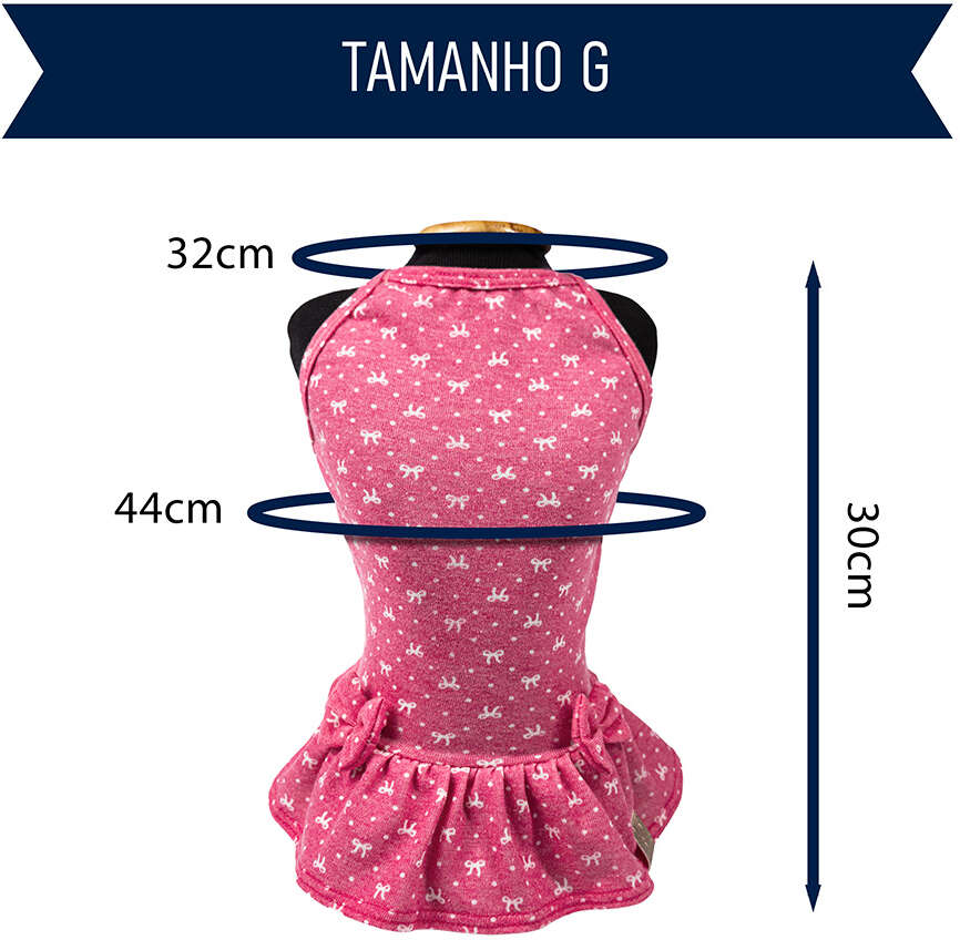 Vestido Fábrica Pet Laço para Cães e Gatos Rosa - Tam. G