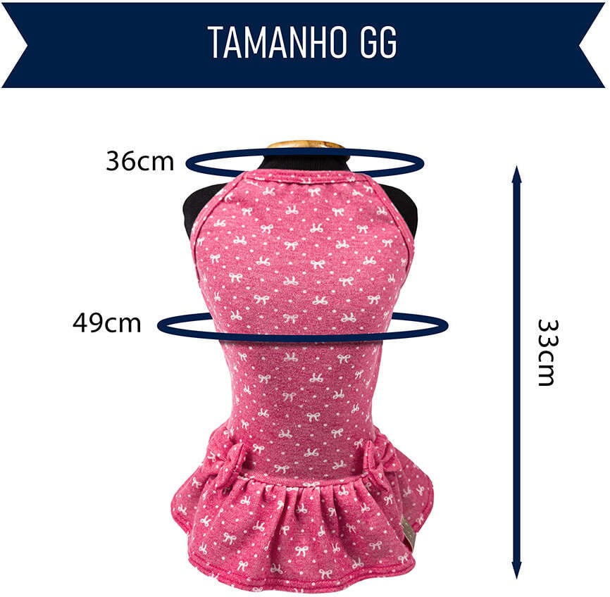 Vestido Fábrica Pet Laço para Cães e Gatos Rosa - Tam. GG