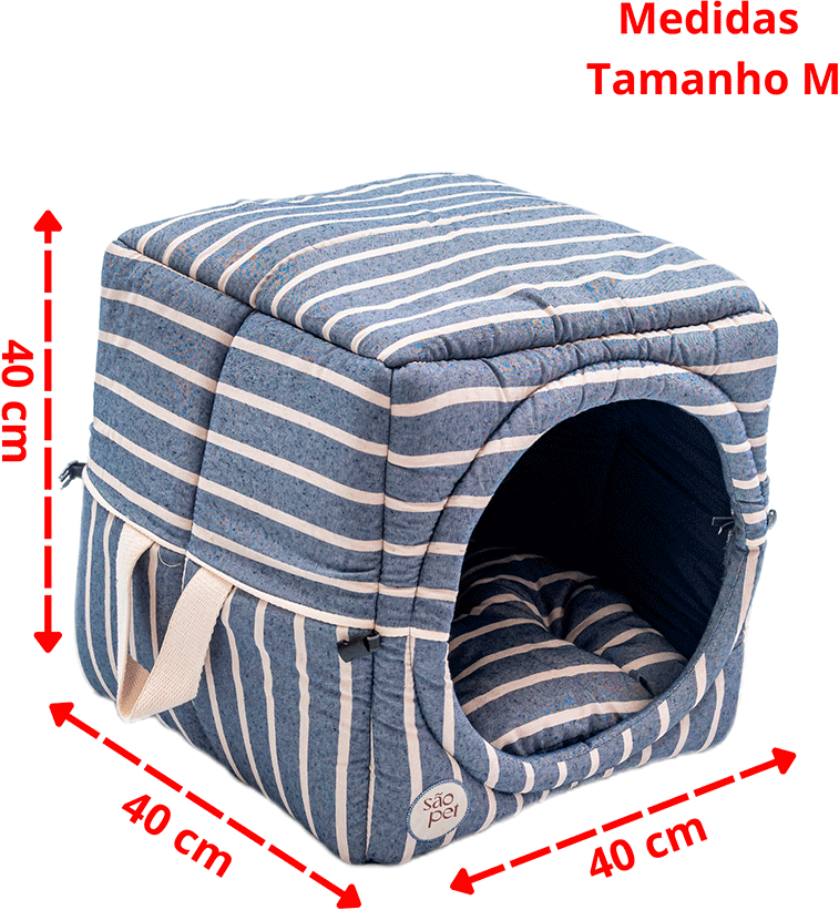 Cama Iglu São Pet Toca Sancho Azul para Cães e Gatos - Tam. M