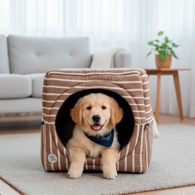 Cama Iglu São Pet Toca Sancho Bege para Cães e Gatos