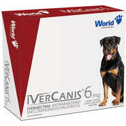 Antiparasitário World Veterinária 6 mg para Cães de 30Kg - 4 Comprimidos