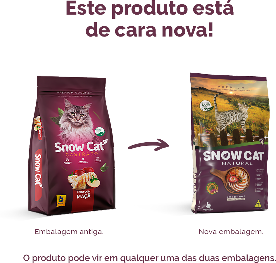 Ração Seca Snow Cat Peru com Maçã para Gatos Castrados - 20Kg