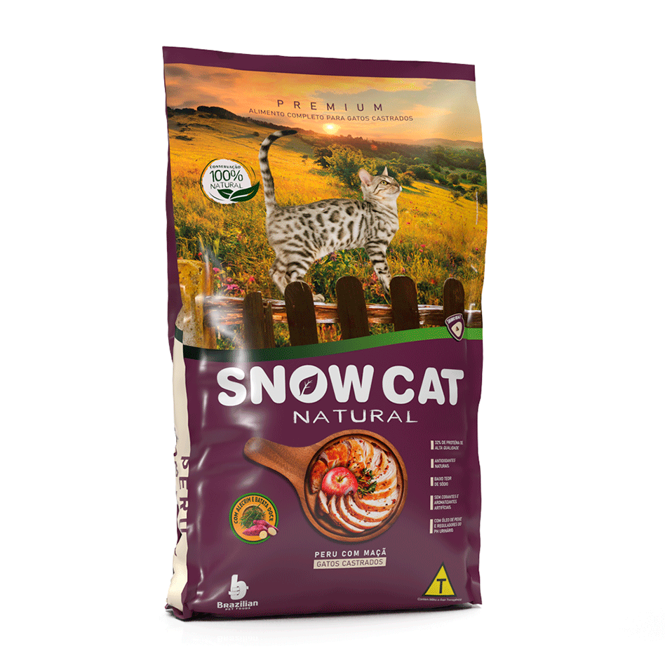 Ração Seca Snow Cat Peru com Maçã para Gatos Castrados - 20Kg