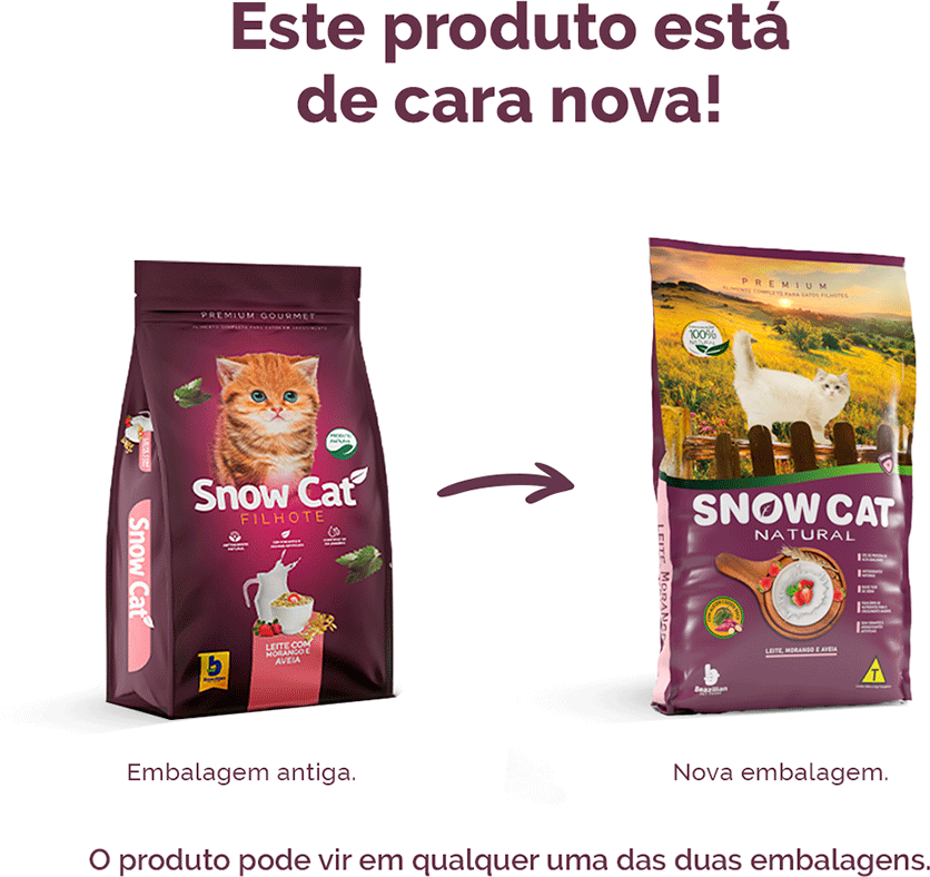 Ração Seca Snow Cat Leite com Morango para Gatos Filhotes - 20Kg