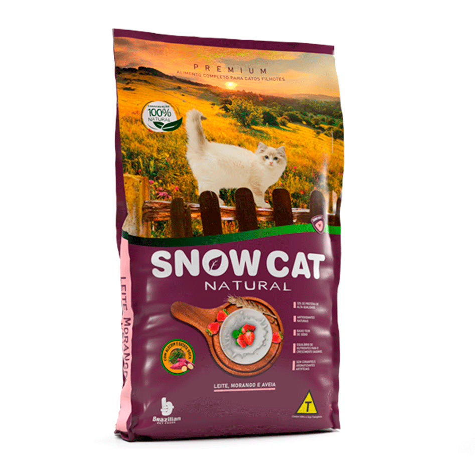 Ração Seca Snow Cat Leite com Morango para Gatos Filhotes - 20Kg