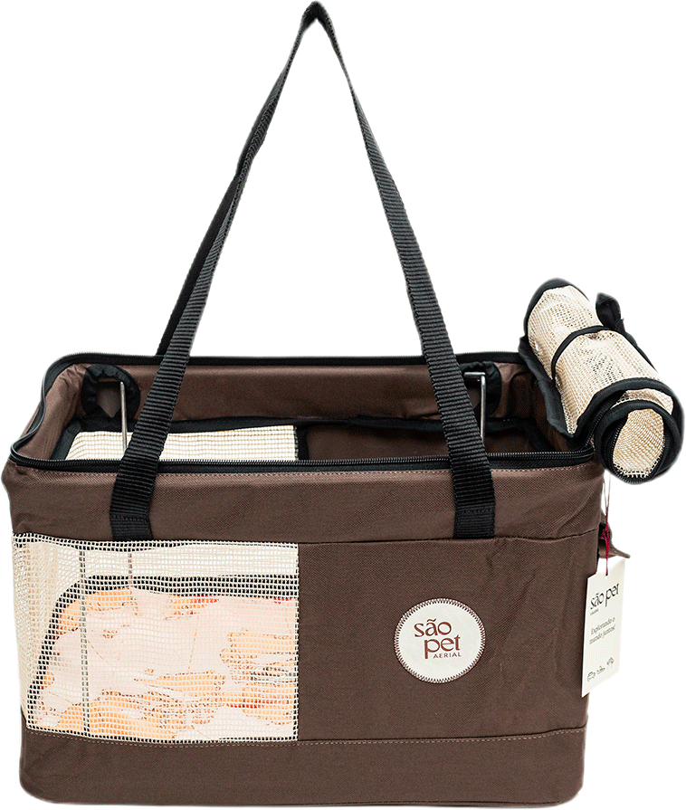 Bolsa de Transporte Aerial São Pet Marrom para Cães e Gatos - Tam. M