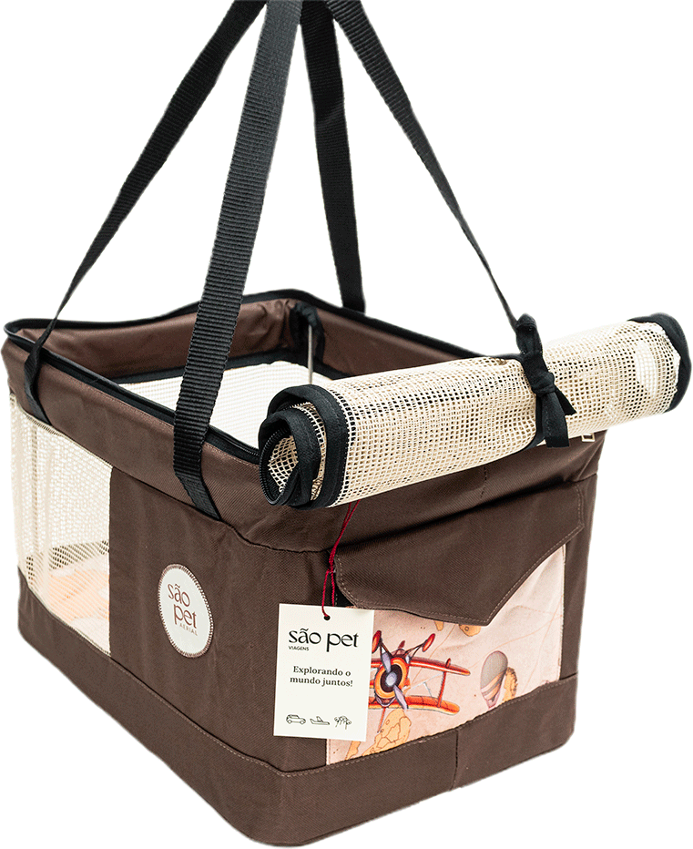 Bolsa de Transporte Aerial São Pet Marrom para Cães e Gatos - Tam. M