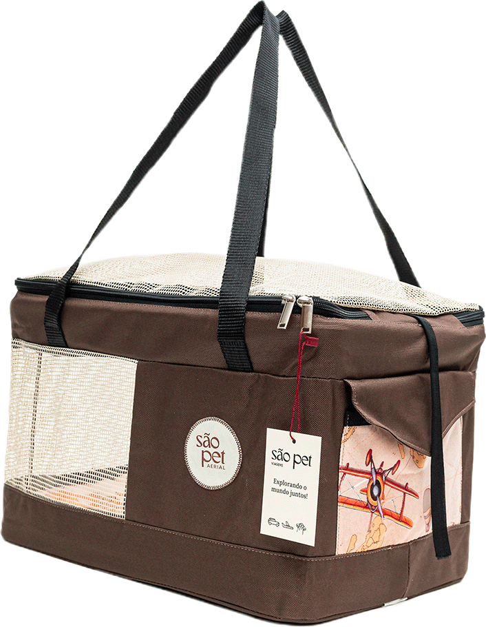 Bolsa de Transporte Aerial São Pet Marrom para Cães e Gatos - Tam. M