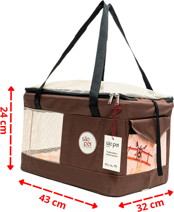 Bolsa de Transporte Aerial São Pet Marrom para Cães e Gatos - Tam. G