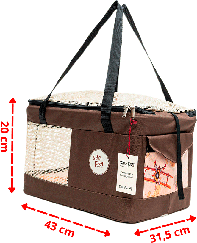Bolsa de Transporte Aerial São Pet Marrom para Cães e Gatos - Tam. M