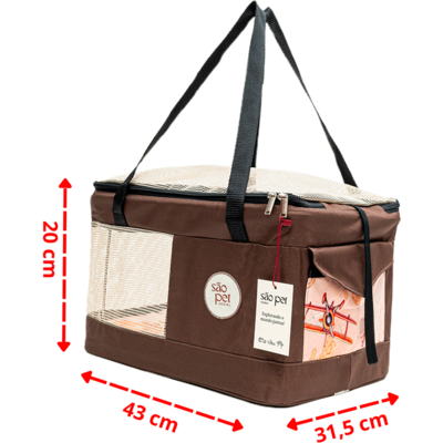Bolsa de Transporte Aerial São Pet Marrom para Cães e Gatos