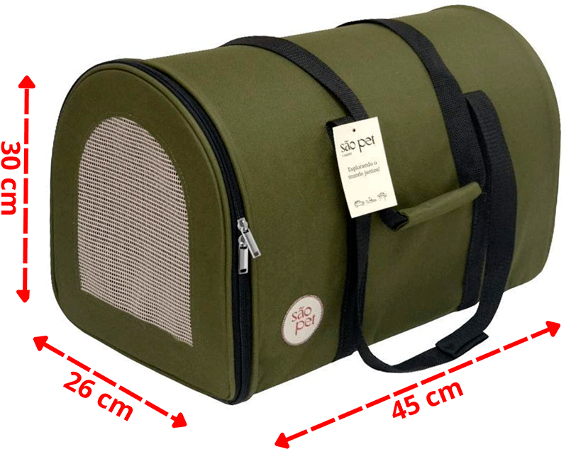 Bolsa de Transporte Redonda São Pet Verde para Cães e Gatos - Tam. AZ