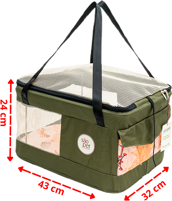 Bolsa de Transporte Aerial São Pet Verde para Cães e Gatos - Tam. G
