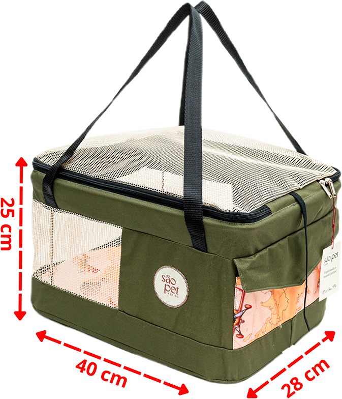 Bolsa de Transporte Aerial São Pet Verde para Cães e Gatos - Tam. P