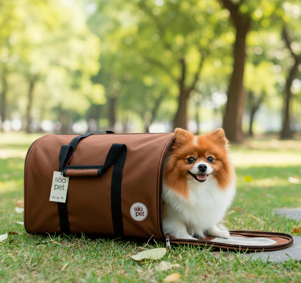 Bolsa de Transporte Redonda São Pet Marrom para Cães e Gatos - Tam. AZ