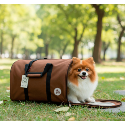 Bolsa de Transporte Redonda São Pet Marrom para Cães e Gatos