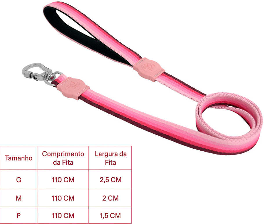 Kit Peitoral e Guia São Pet Degrade America Rosa para Cães - Tam. P