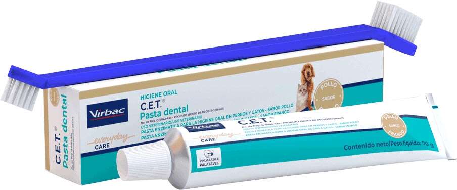 Pasta Dental Virbac Enzimática CET com Escova para Cães e Gatos - Tam. Único