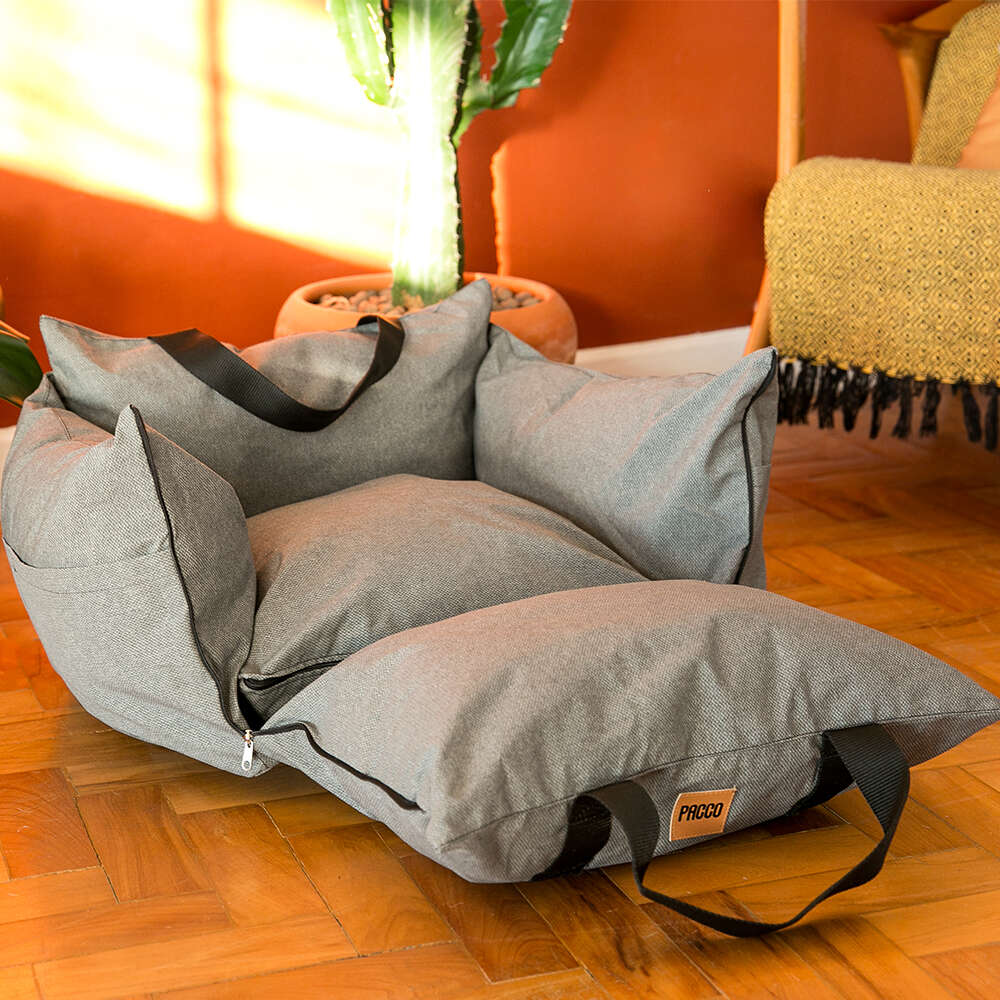 Bolsa de Transporte Pacco Puppy Cinza Cangu Ecotec para Cães e Gatos - Tam. G