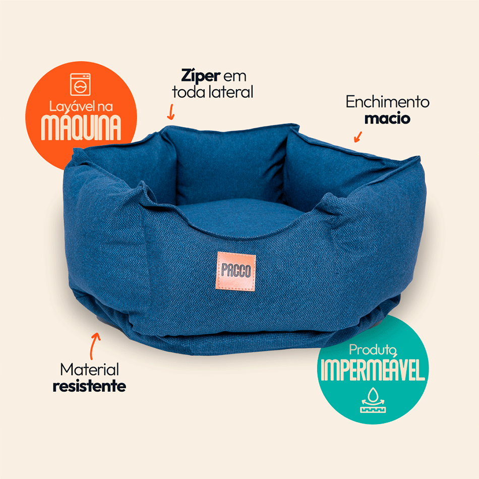 Cama Pacco Puppy Impermeável Ninho Ecotec Lisa Cinza para Cães e Gatos - Tam. G