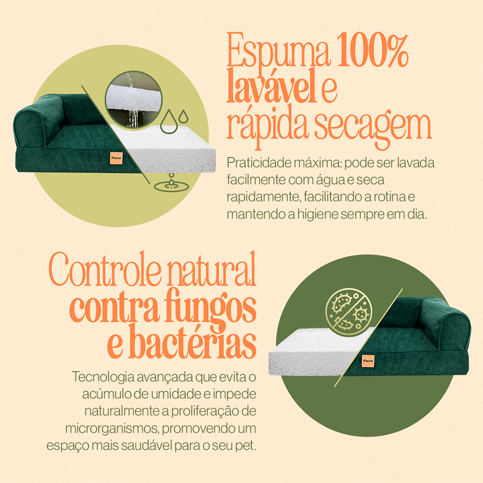Cama Pacco Puppy Sense Ecotec Verde C-Core para Cães e Gatos - Tam. M