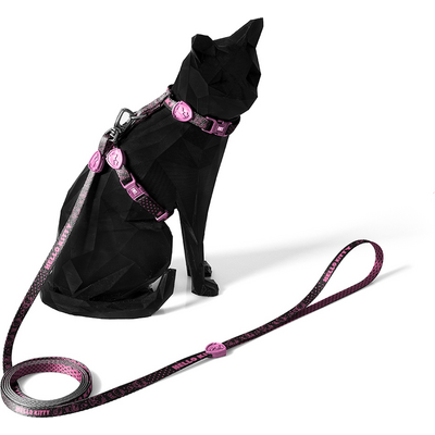Peitoral e Guia Freefaro Hello Kity Black para Gatos