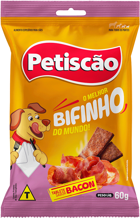 Bifinho Tablete Mastigável Petiscão para Cães sabor Bacon - 60 g