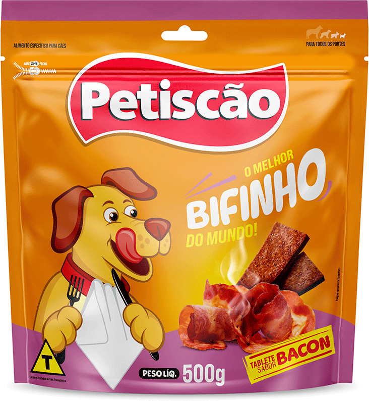Bifinho Tablete Mastigável Petiscão para Cães sabor Bacon - 500 g