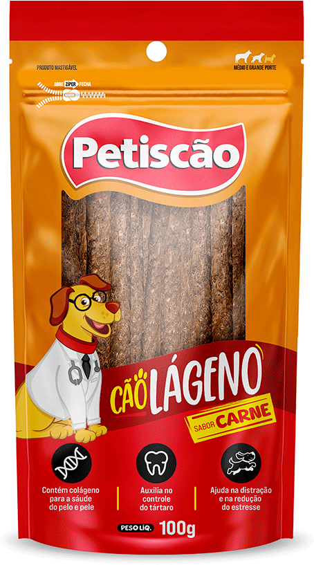 Petisco Cãolágeno Petiscão sabor Carne - 100 g