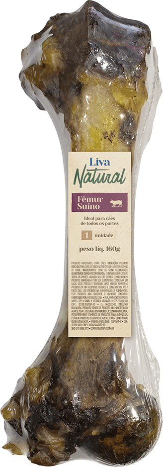 Petisco Mastigável Liva Natural Fêmur Suíno para Cães - 1 Unidade