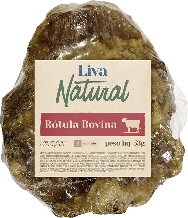 Petisco Mastigável Liva Natural Rotúla Bovina para Cães - 1 Unidade