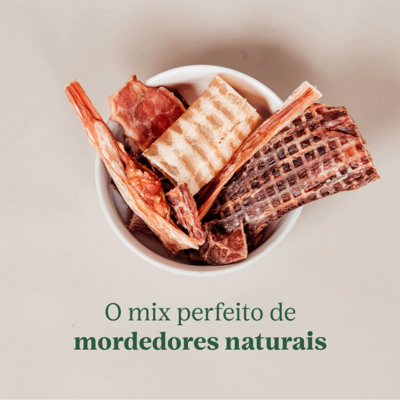 PePetisco Mastigável Liva Natural Mix com Bexiga, Esôfago e Traqueia Bovina para Cães