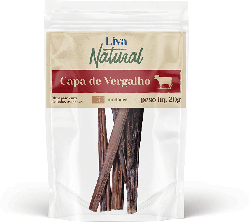 Petisco Mastigável Liva Natural Capa de Vergalho Bovino para Cães - 5 Unidades