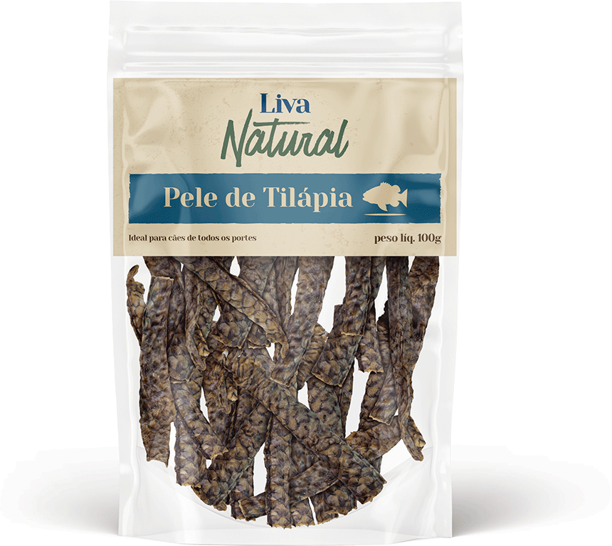 Petisco Mastigável Liva Natural Pele de Tilápia para Cães - 100 g