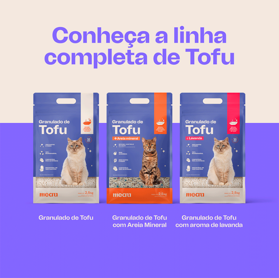 Granulado Higiênico de Tofu com Areia Mineral Meau para Gatos - 2,5Kg