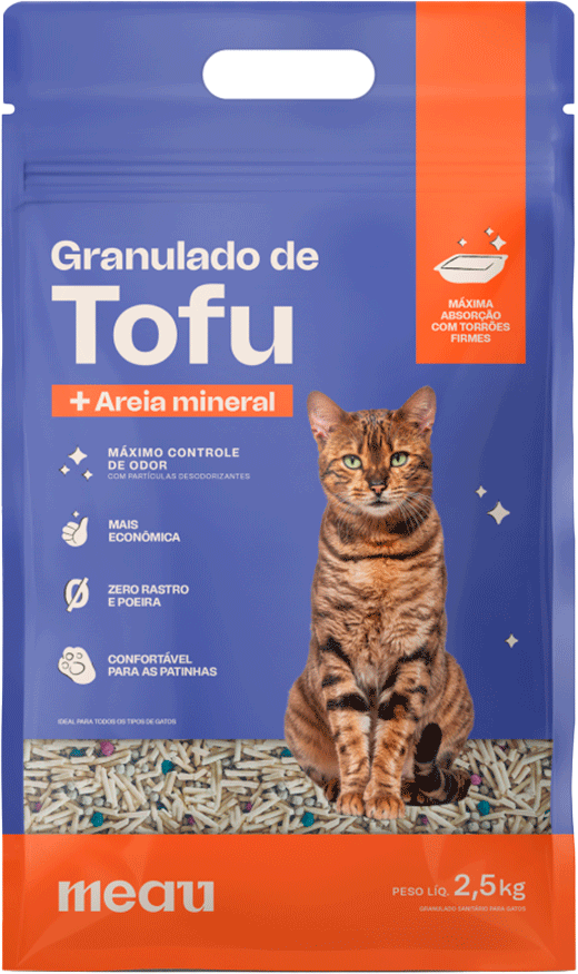 Granulado Higiênico de Tofu com Areia Mineral Meau para Gatos - 2,5Kg