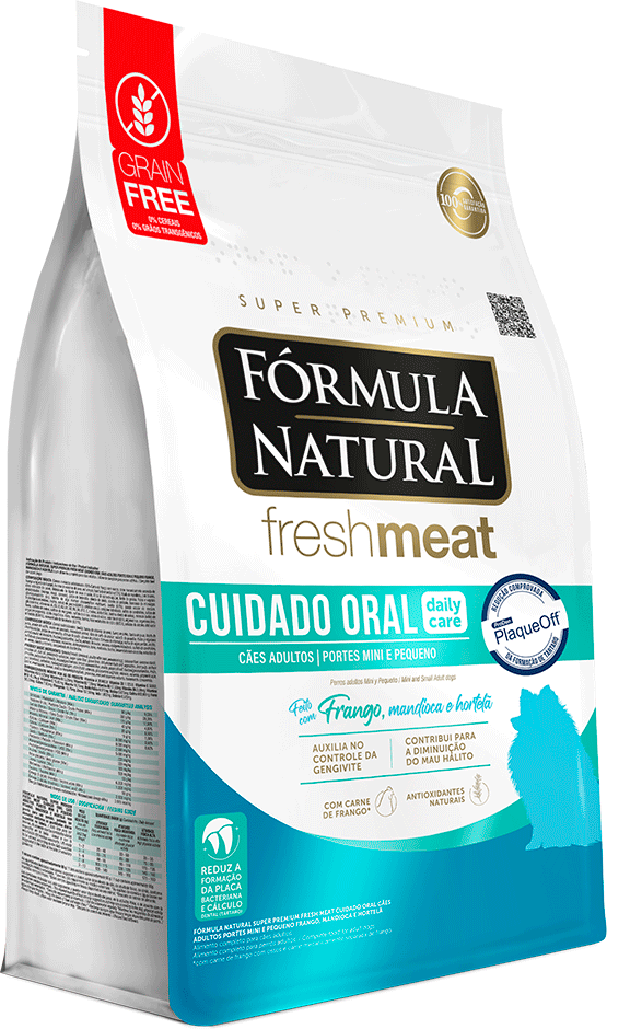 Ração Seca Fórmula Natural Fresh Meat Cuidado Oral para Cães Adultos Raças Mini e Pequena sabor Fango e Vegetais - 1Kg
