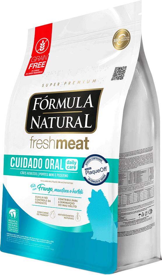 Ração Seca Fórmula Natural Fresh Meat Cuidado Oral para Cães Adultos Raças Mini e Pequena sabor Fango e Vegetais - 1Kg