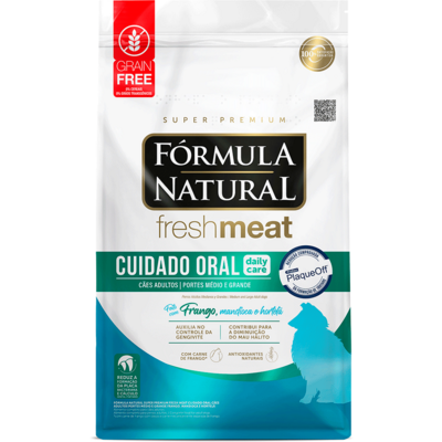 Ração Seca Fórmula Natural Fresh Meat Cuidado Oral para Cães Adultos Raças Média e Grande sabor Fango