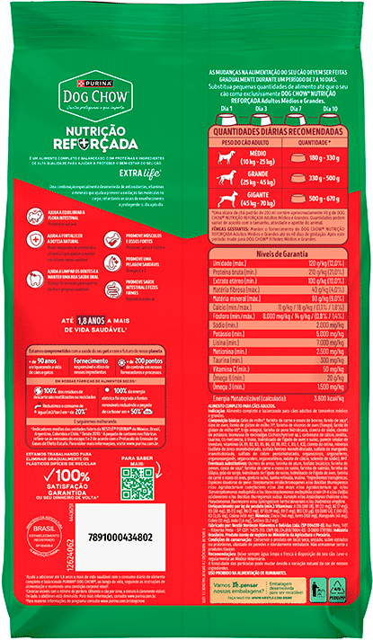 Ração Seca Nestlé Purina Dog Chow Extra Life Carne e Frango para Cães Adultos de Todas as Raças - 15Kg