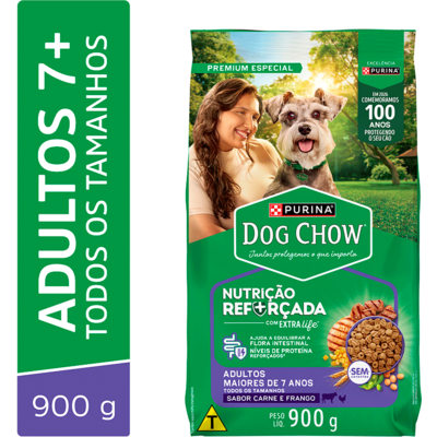 Ração Seca Nestlé Purina Dog Chow Extra Life Carne, Frango e Arroz Cães Adulto 7+ Todas as Raças