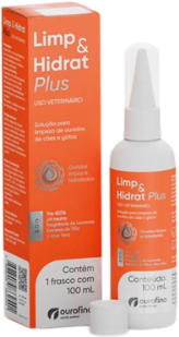 Solução Ourofino para Limpeza de Ouvidos Limp e Hidrat Plus para Cães e Gatos - 100 mL
