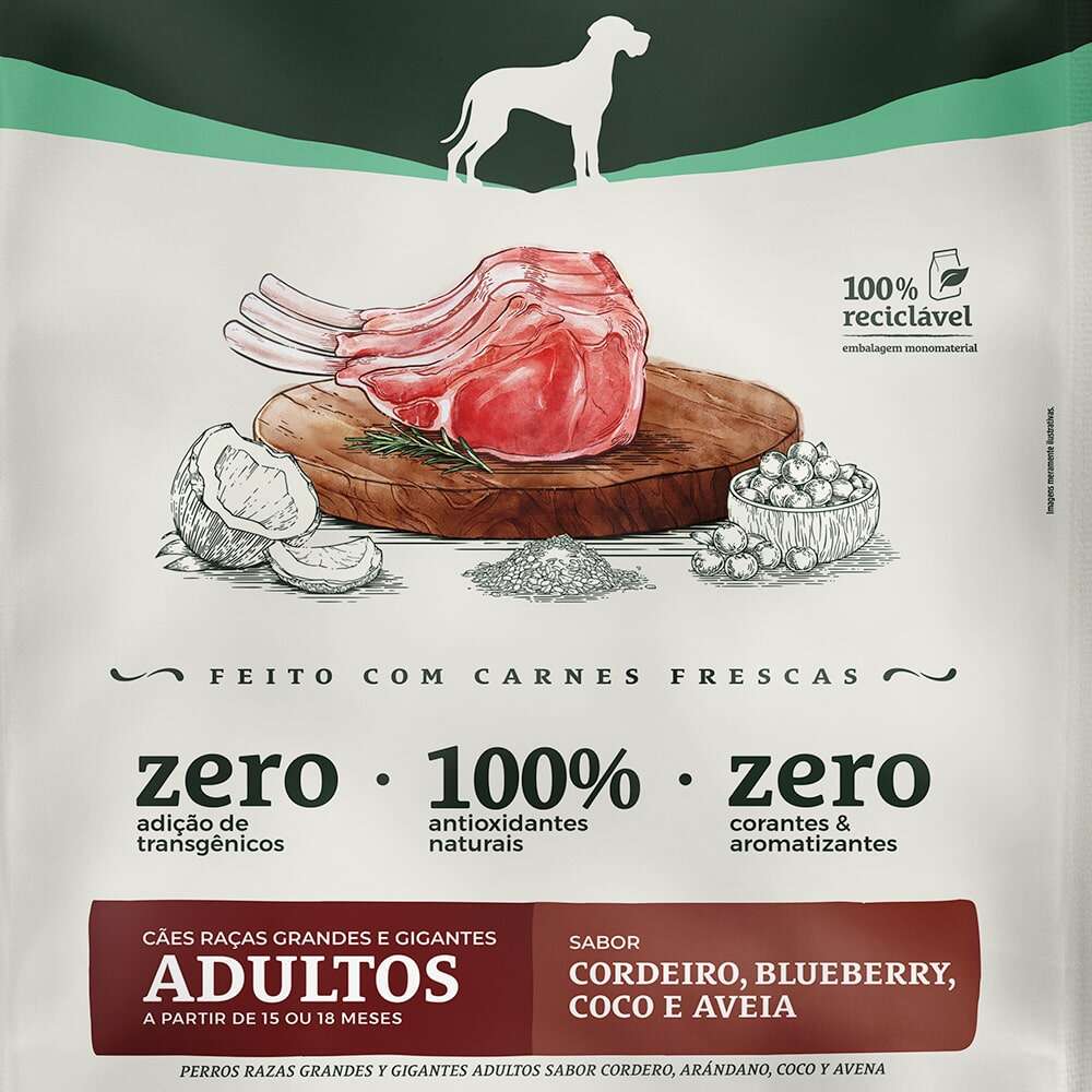 Ração Seca Bionatural Prime para Cães Adultos Raças Grandes e Gigantes sabor Cordeiro - 15Kg
